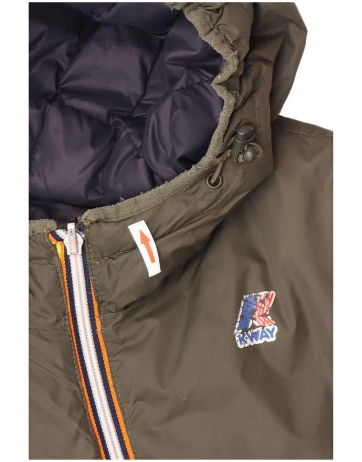 K-Way Herren Kapuzenjacke, wendbar, wattiert, UK 38, mittelgrün, Polyamid