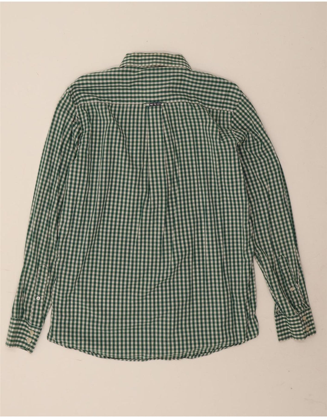 Crew Clothing Herrenhemd, groß, grün, Gingham-Baumwolle