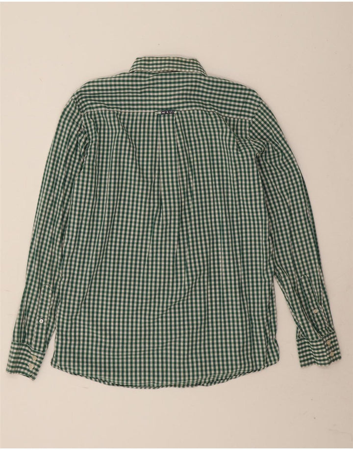 Crew Clothing Herrenhemd, groß, grün, Gingham-Baumwolle