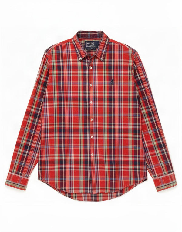 Polo Ralph Lauren Herren-Hemd mit individueller Passform, mittelrot, kariert, Baumwolle