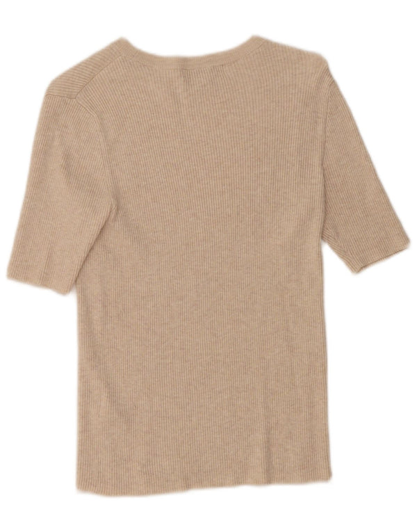 Marks & Spencer Damen T-Shirt Top UK 12 Mittelbeige Viskose