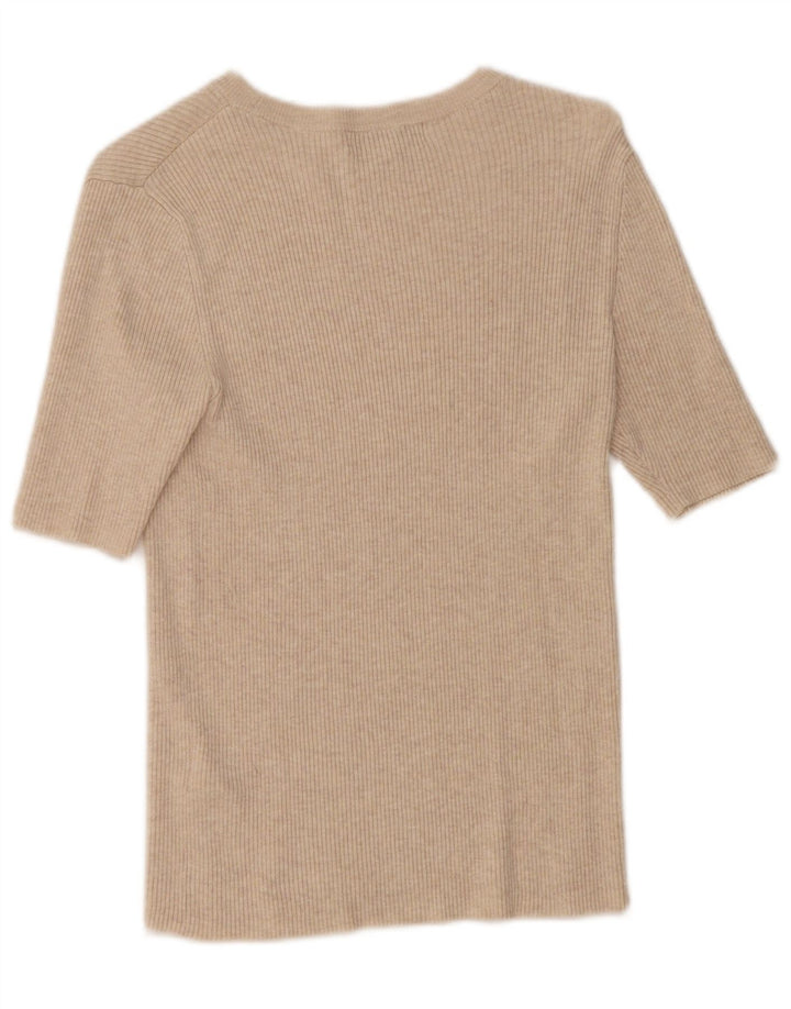 Marks & Spencer Damen T-Shirt Top UK 12 Mittelbeige Viskose