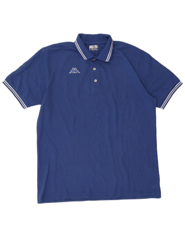 Kappa Herren Poloshirt 2XL blau gestreift aus Baumwolle