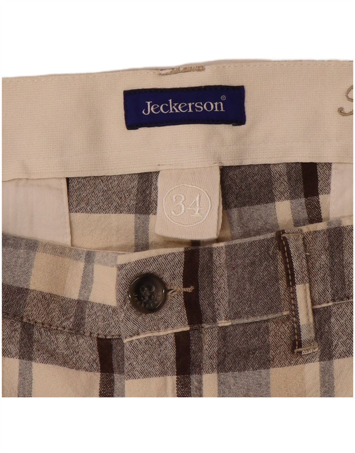 Jeckerson Herren Straight Chino Hose W34 L30 Grau kariert