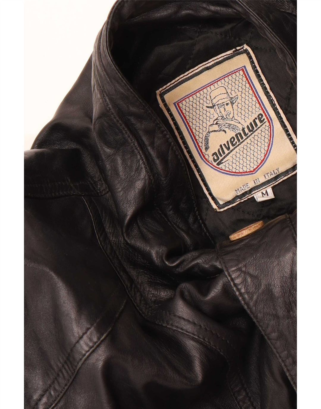 Vintage Herren Loose Fit Lederjacke UK 38 Medium Schwarz