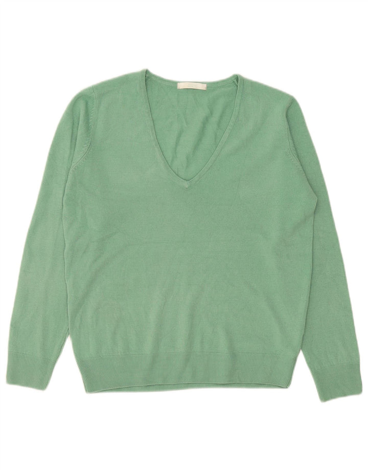 Marks & Spencer Damen-Pullover mit V-Ausschnitt, UK 12, Mittelgrün, Acryl