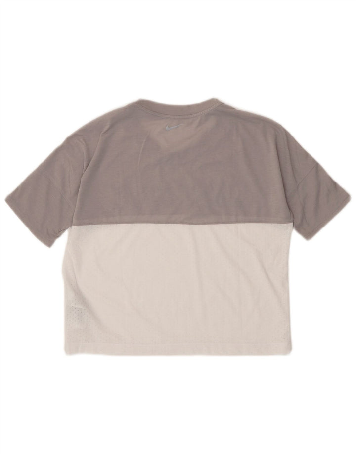 Nike Damen Crop Oversize Graphic T-Shirt Top UK 10 Small Grau Polyester