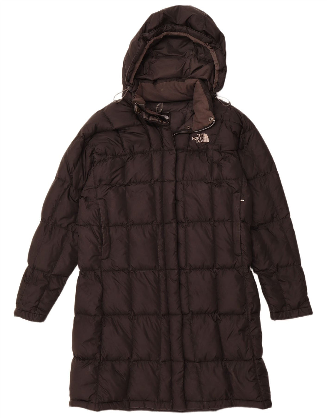 THE NORTH FACE Wattierter Damenmantel mit Kapuze, UK 40, großes schwarzes Nylon
