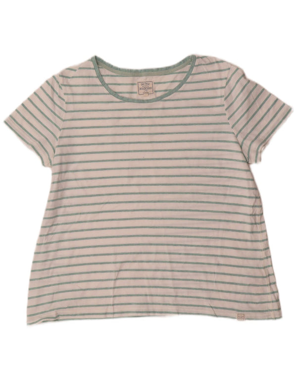 Fat Face Damen T-Shirt Top UK 16 Große weiß gestreifte Baumwolle