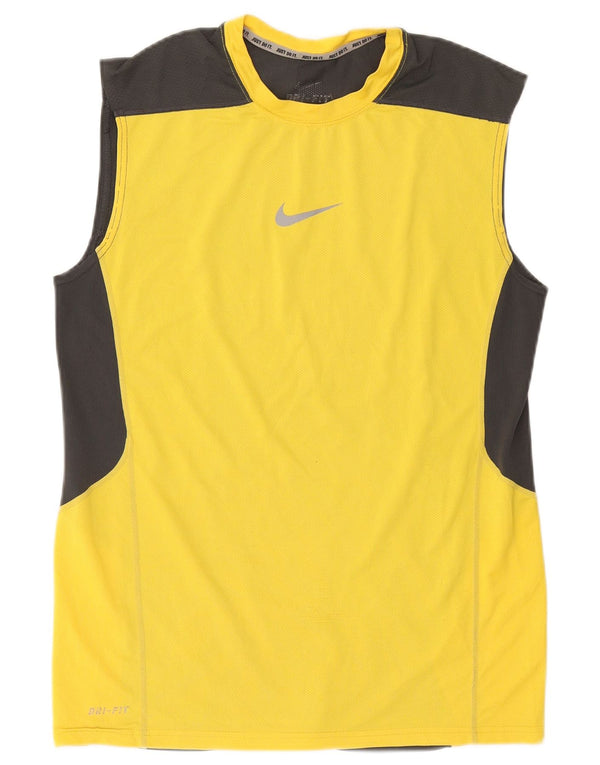 Nike Herren-Dri-Fit-Trägershirt, klein, gelbes Farbblock-Polyester