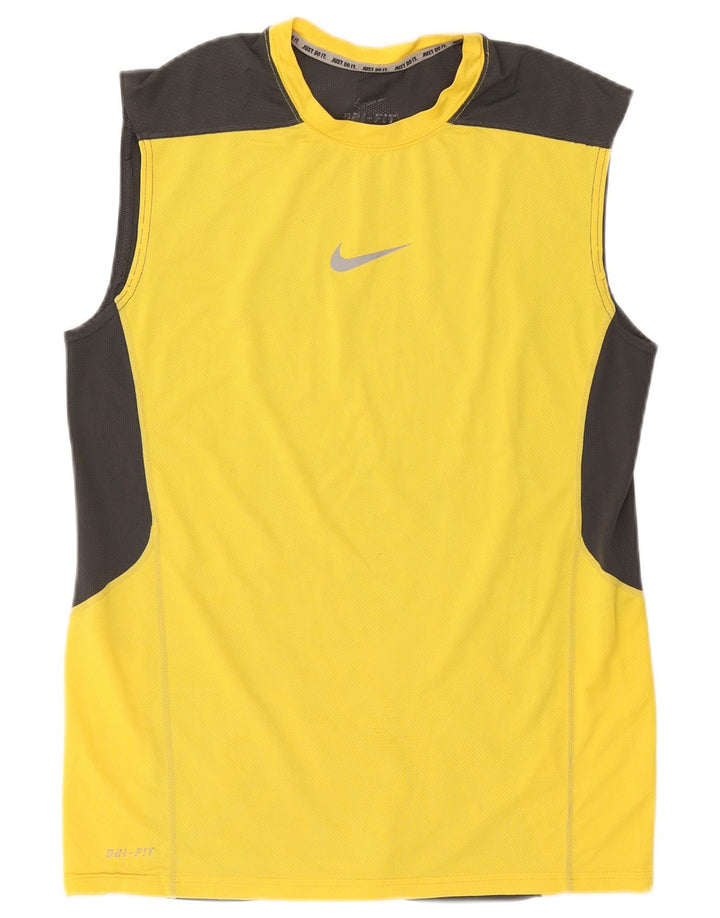 Nike Herren-Dri-Fit-Trägershirt, klein, gelbes Farbblock-Polyester