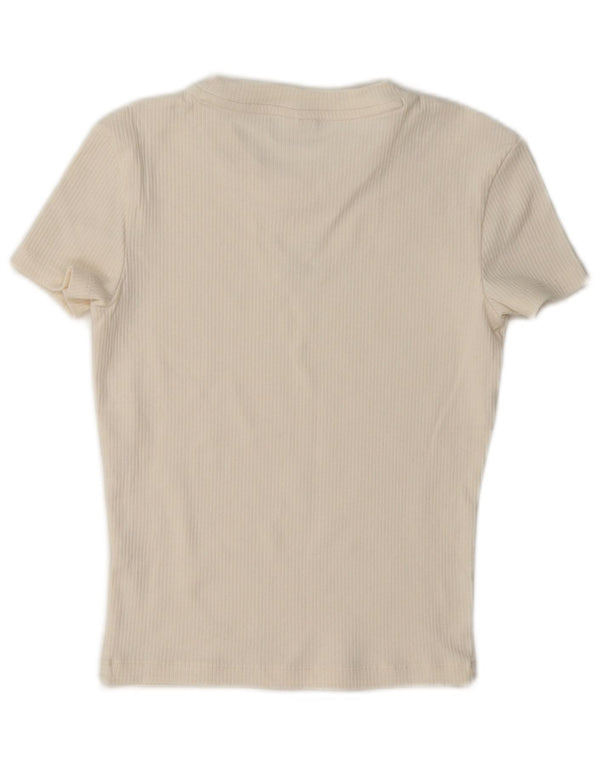 Puma Damen Crop Graphic T-Shirt Top UK 10 Small Off White