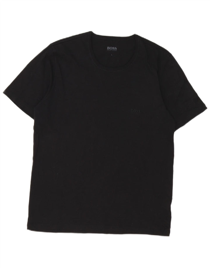 Hugo Boss Herren T-Shirt Top Large Schwarz Baumwolle
