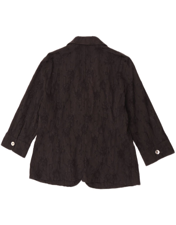 Perte by Krizia Damen-Blazerjacke mit 2 Knöpfen, Größe 25, groß, schwarz geblümt