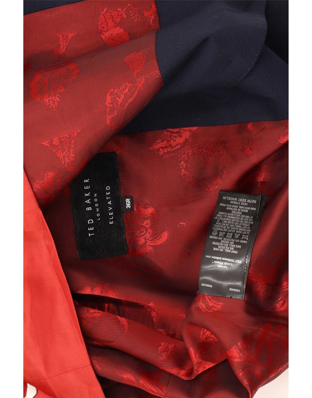 Ted Baker Herrenweste mit 4 Knöpfen, UK 36, Größe S, Marineblau, Colourblock-Wolle
