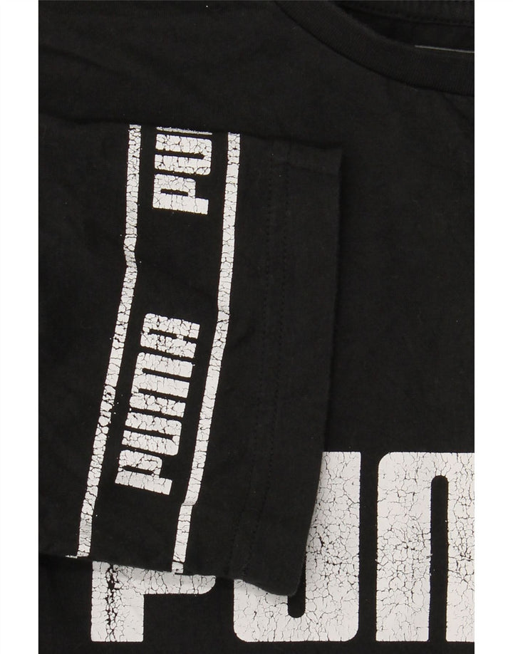 PUMA Jungen T-Shirt mit Grafik, 13–14 Jahre, Größe L, schwarze Baumwolle