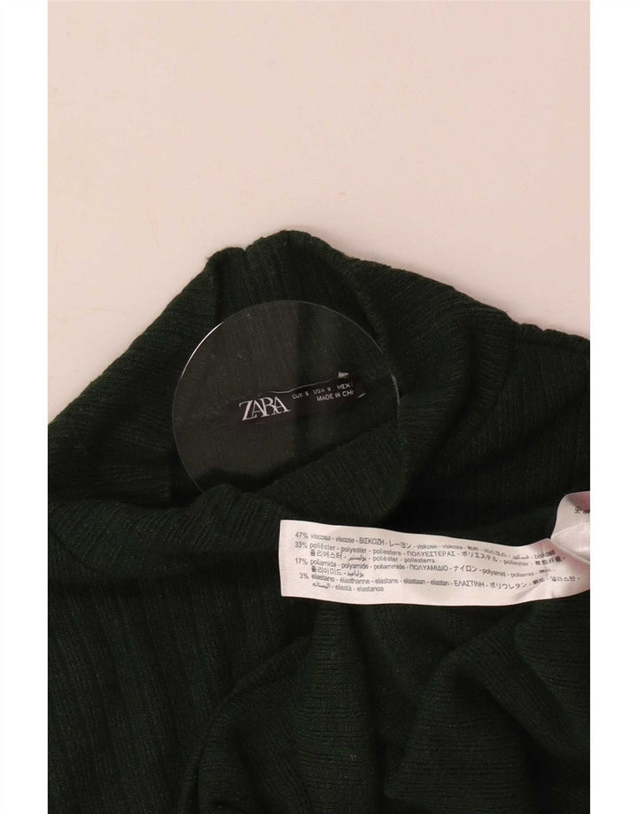Zara Damen Crop Bluse Top UK 8 Small Grüne Viskose