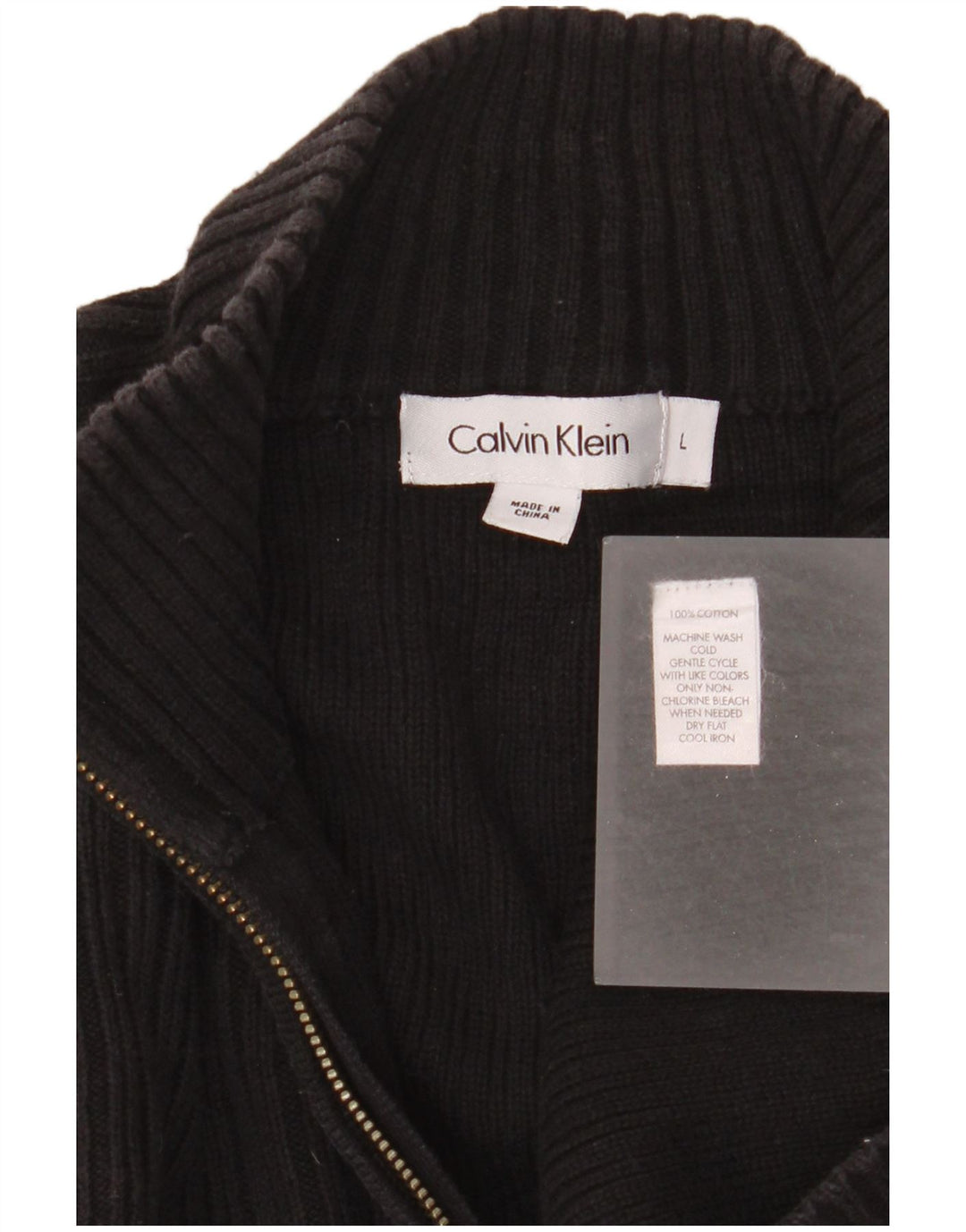 Calvin Klein Herren-Pullover mit Reißverschluss am Hals, groß, aus schwarzer Baumwolle