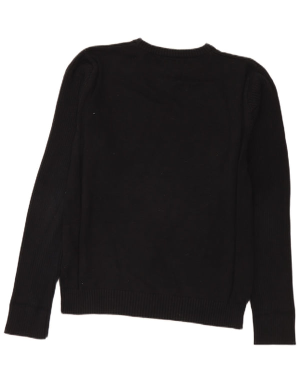 Jack & Jones Herren-Pullover mit grafischem Rundhalsausschnitt, groß, aus schwarzer Baumwolle
