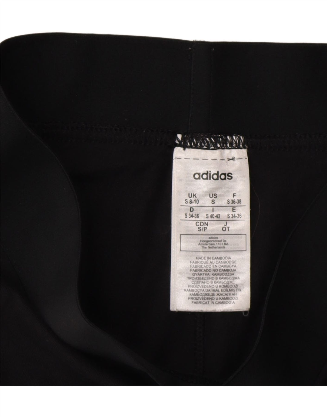 ADIDAS Damen Leggings UK 8/10 Small Schwarz Baumwolle