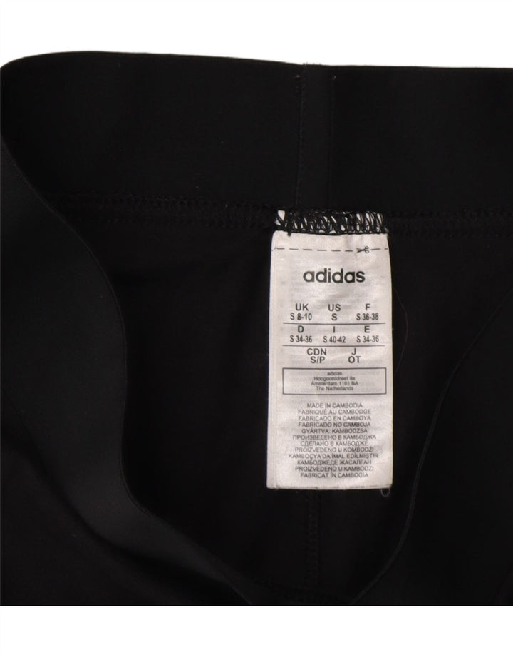 ADIDAS Damen Leggings UK 8/10 Small Schwarz Baumwolle