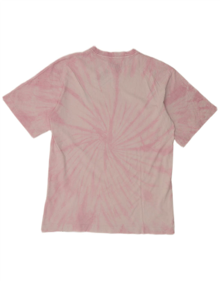 PULL & BEAR Herren-T-Shirt mit Grafik, Größe S, rosa Batik-Baumwolle