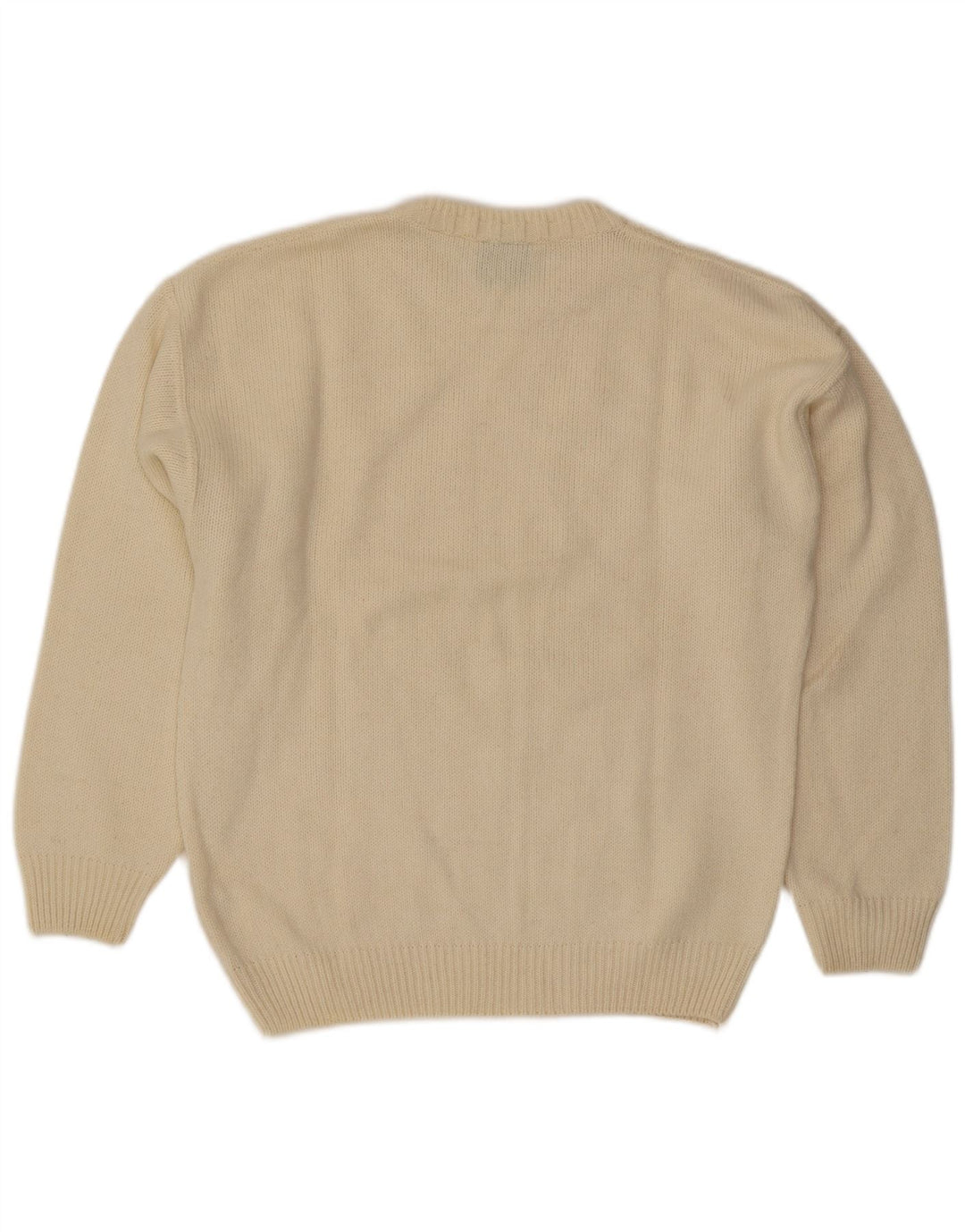 Vintage Herren-Pullover mit Rundhalsausschnitt, groß, aus weißer Argyle-/Diamantwolle