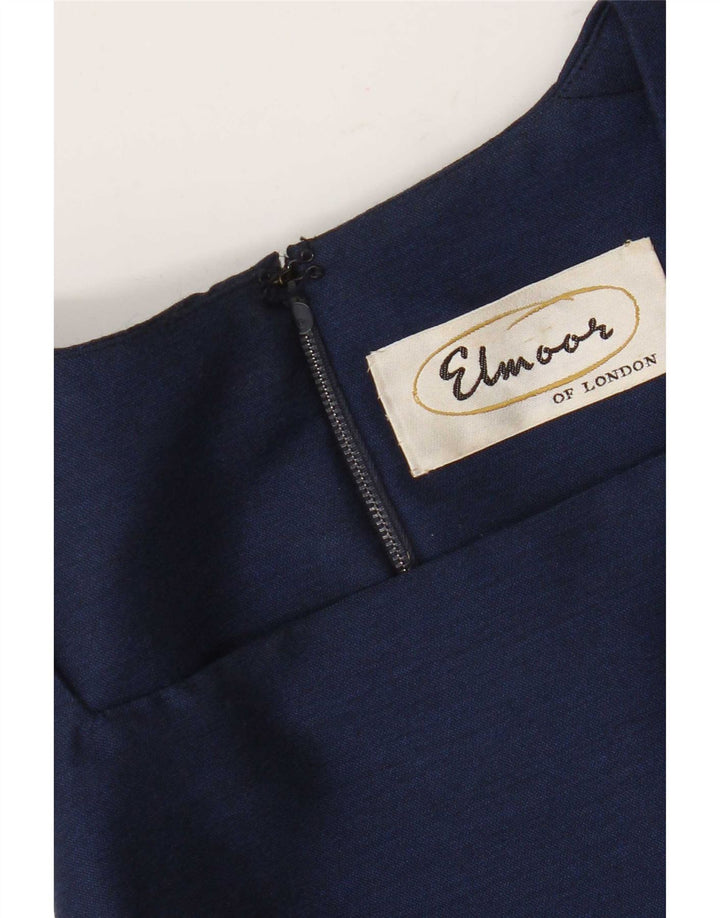 Vintage Damen Etuikleid UK 10 Small Marineblau