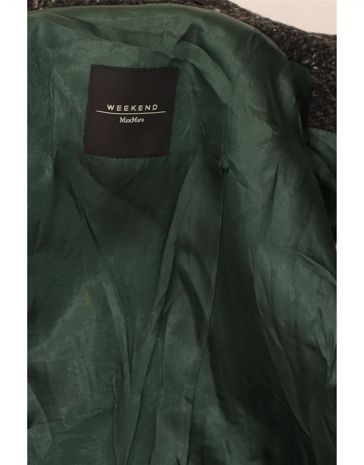 MAX MARA Womens Overcoat UK 12 Medium Black Flecked Wool Classic Vintage Max Mara and Second-Hand Max Mara from Messina Hembry 