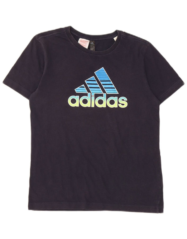 Adidas T-Shirt mit Grafik für Jungen, 11–12 Jahre, marineblaue Baumwolle
