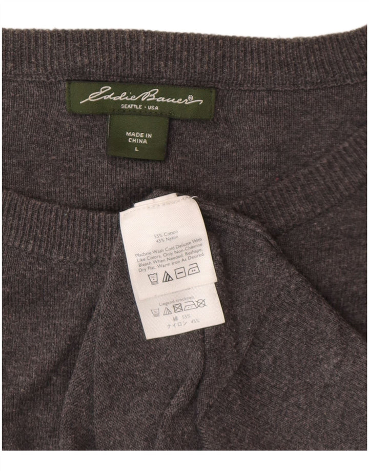 EDDIE BAUER Damen-Cardigan-Pullover UK 16 Große graue Baumwolle
