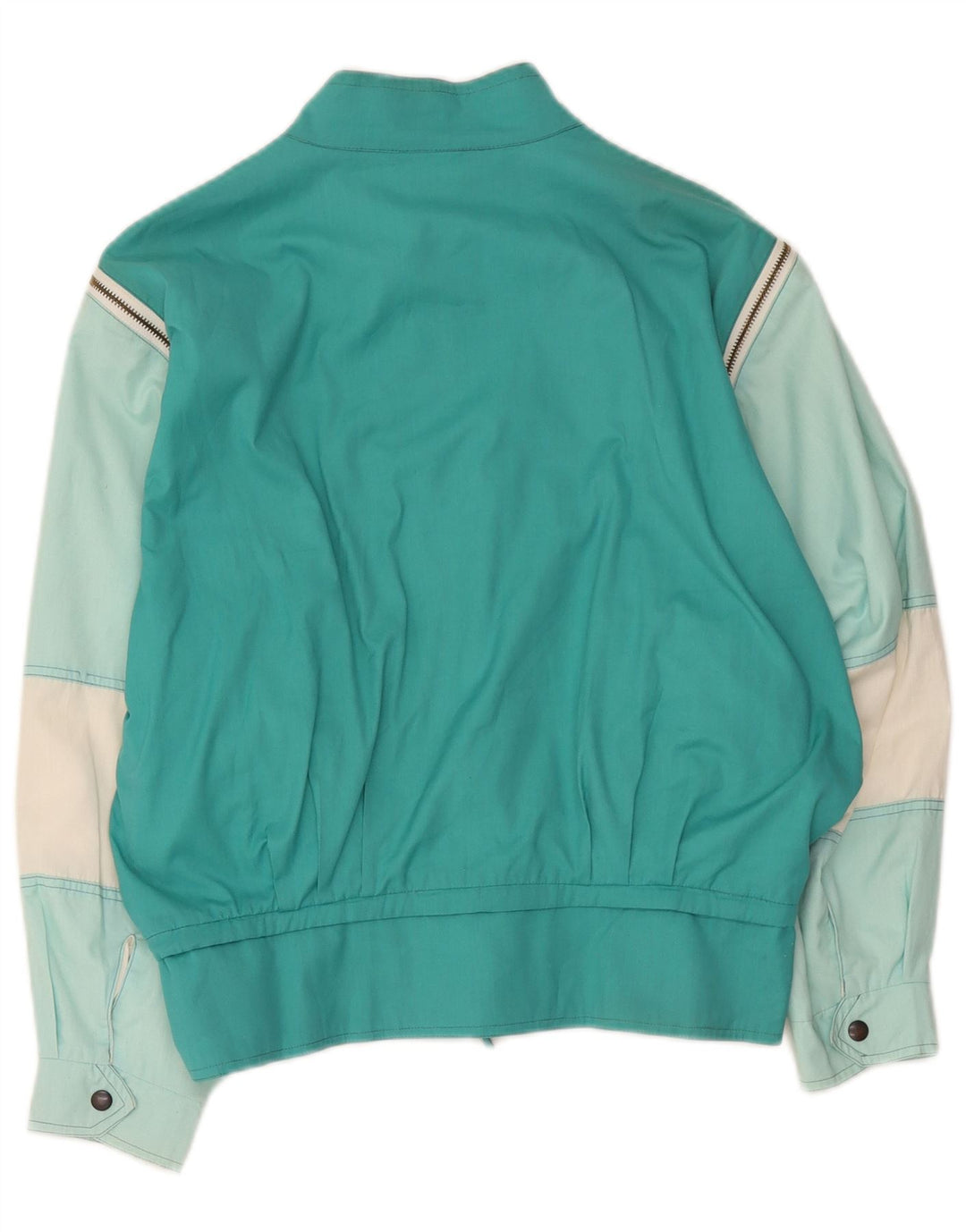 Vintage Damen Bomberjacke UK 12 Medium Türkis Colourblock Polyester