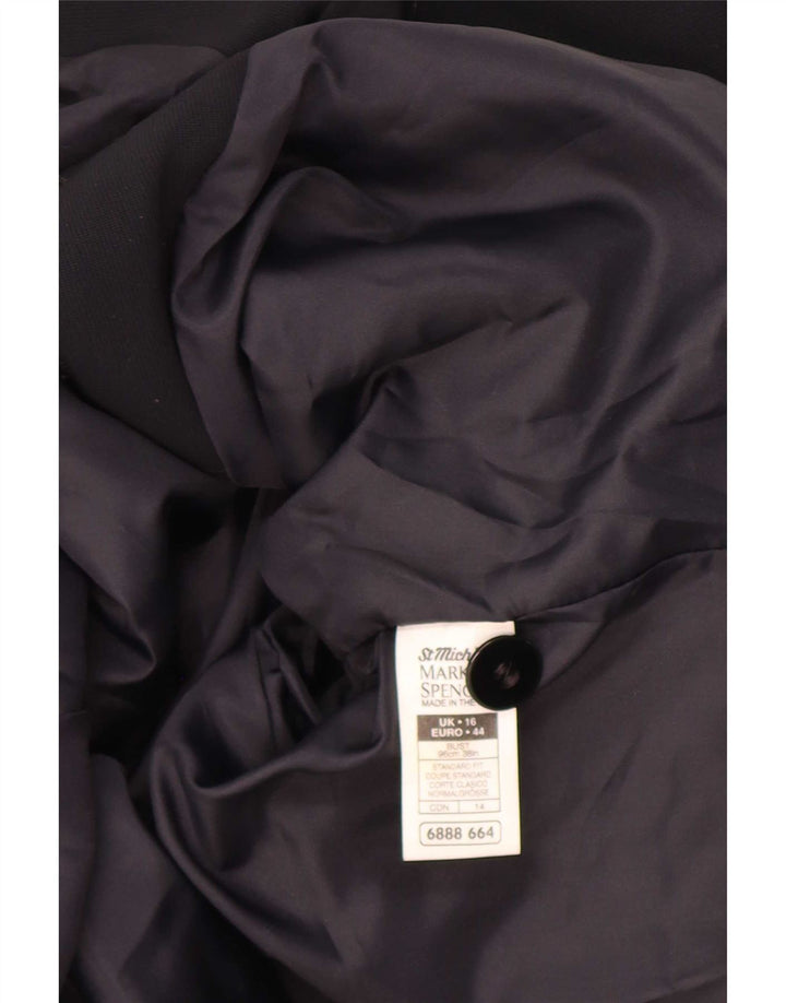 Marks & Spencer Damen St. Michael 4 Button Blazer Jacke UK 16 Large Schwarz