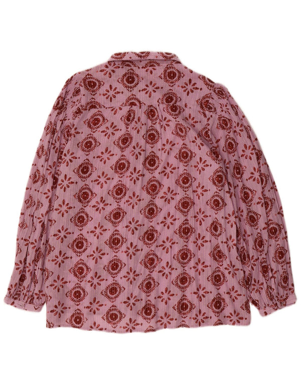 Fat Face Damen-Oversize-Hemd, UK 14, mittelrosa, geometrische Baumwolle