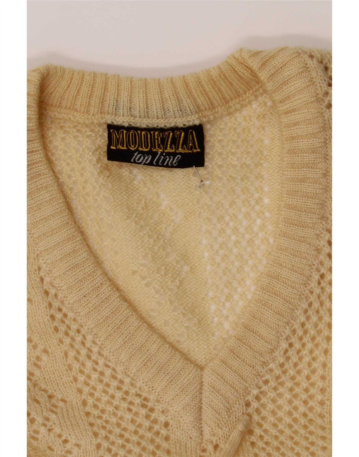 Geyer Damen-Pullover mit V-Ausschnitt, durchsichtig, EU 42, Größe L, Beige