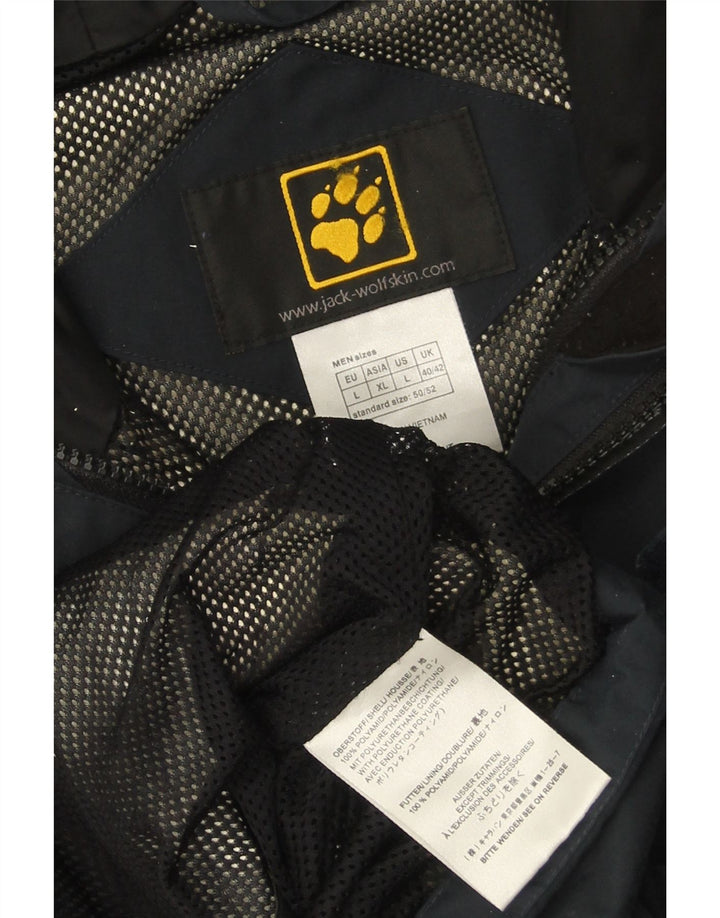 JACK WOLFSKIN Herren-Regenjacke mit Kapuze, UK 40/42, großes marineblaues Polyamid