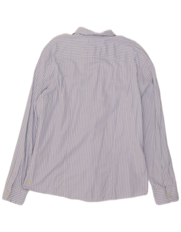 La Martina Herrenhemd 3XL Blaue Nadelstreifen-Baumwolle