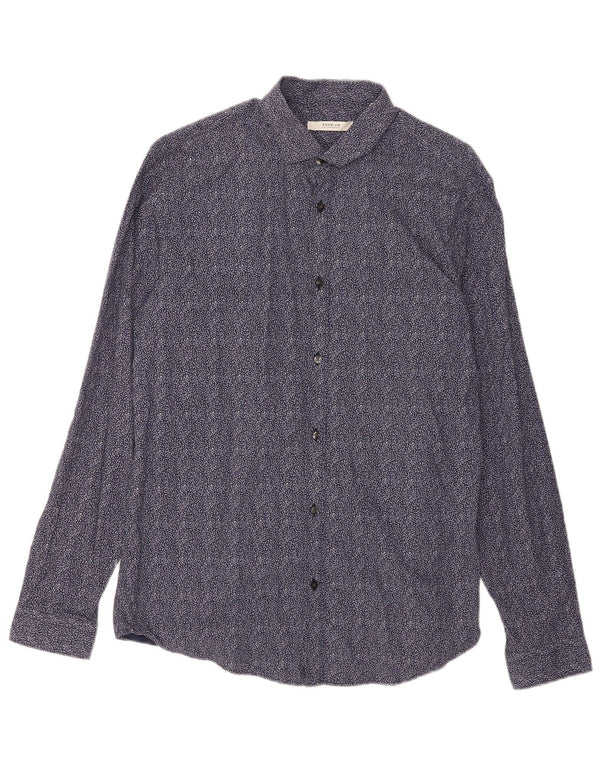 Jack & Jones Herrenhemd, Größe 42, groß, marineblau, geblümt, Baumwolle