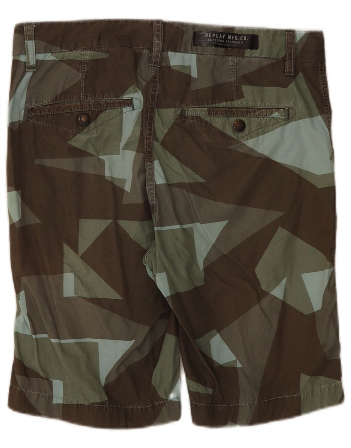 Replay Herren-Chinoshorts W30, mittelgroß, mehrfarbig, geometrisch, Baumwolle