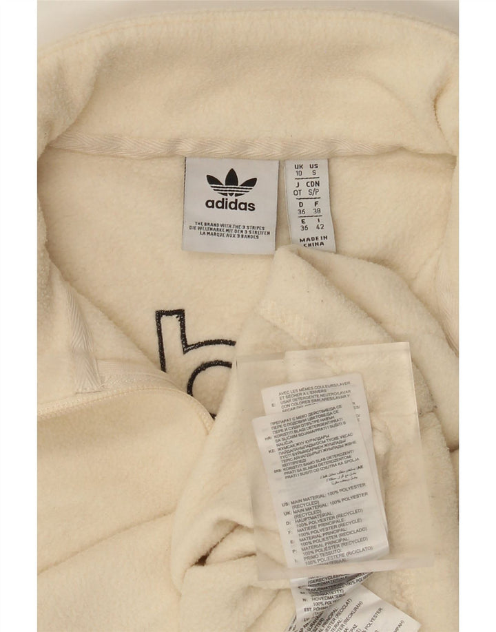 ADIDAS Damen Oversize-Fleecepullover mit grafischem Reißverschluss und Reißverschluss, UK 10, Größe S, Beige