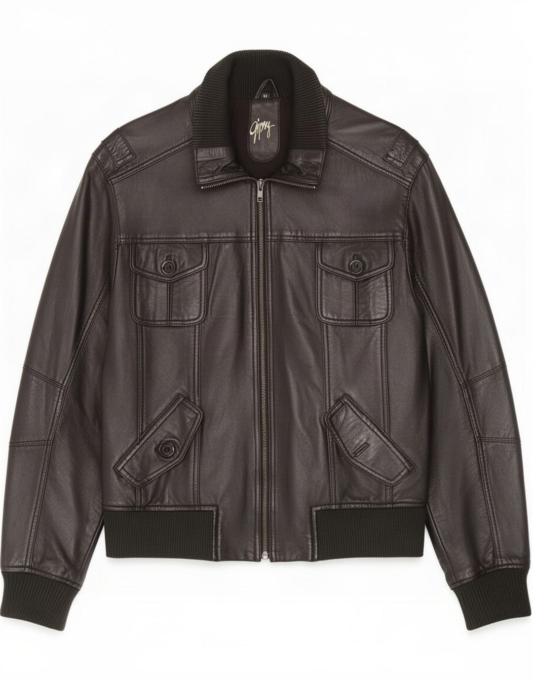 Gipsy Herren Bomber-Lederjacke UK 38 Medium Schwarz