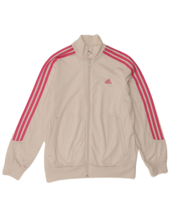 Adidas Mädchen-Trainingsanzug-Top-Jacke, 13–14 Jahre, weißes Polyester
