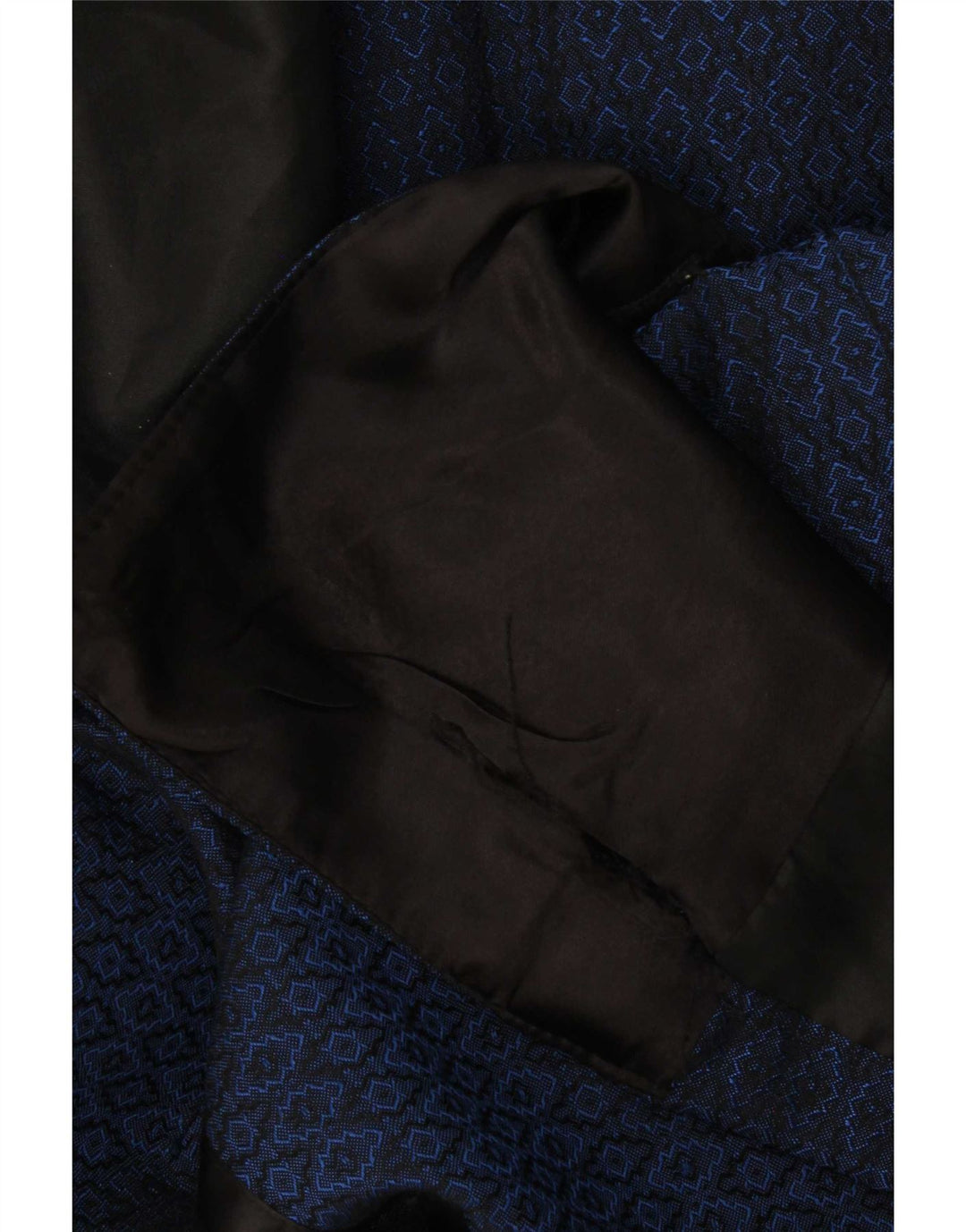 Vintage Damen Zweireihiger Mantel UK 16 Groß Marineblau Geometrisch