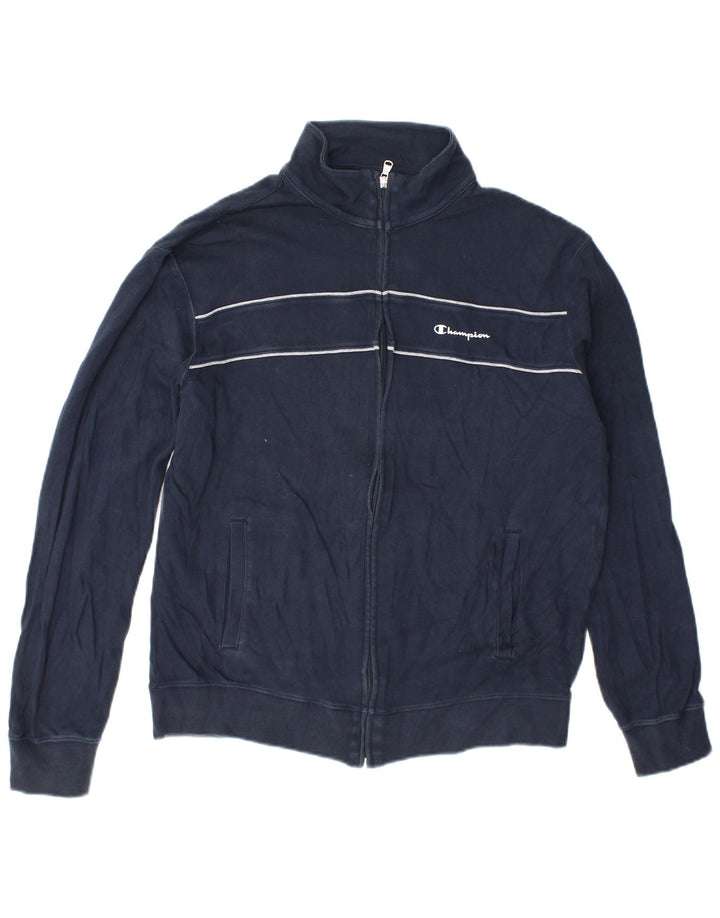 Champion Herren-Trainingsanzug-Oberteil, große marineblau gestreifte Baumwolle