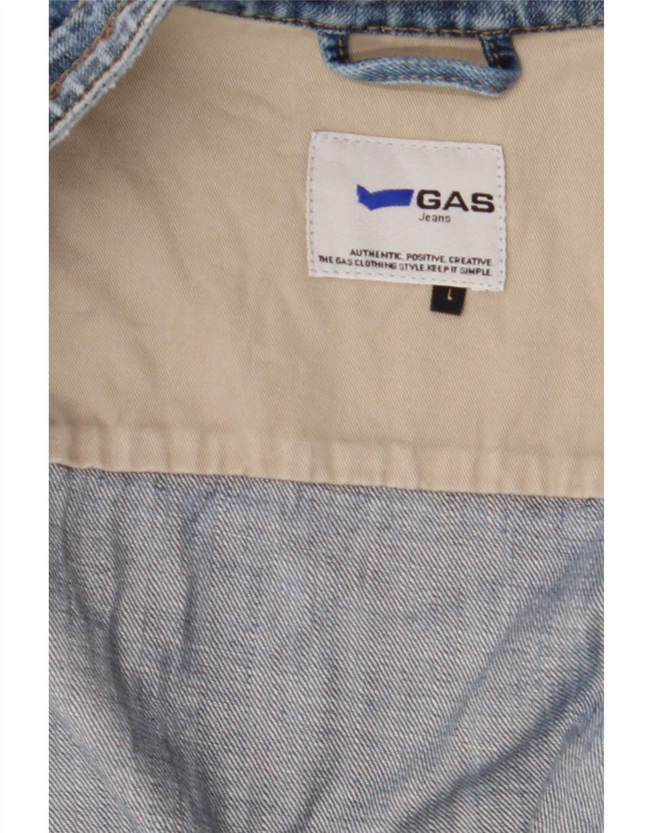 Gas Damen Jeansjacke im Distressed-Look, UK 16, Größe L, Blau, Baumwolle