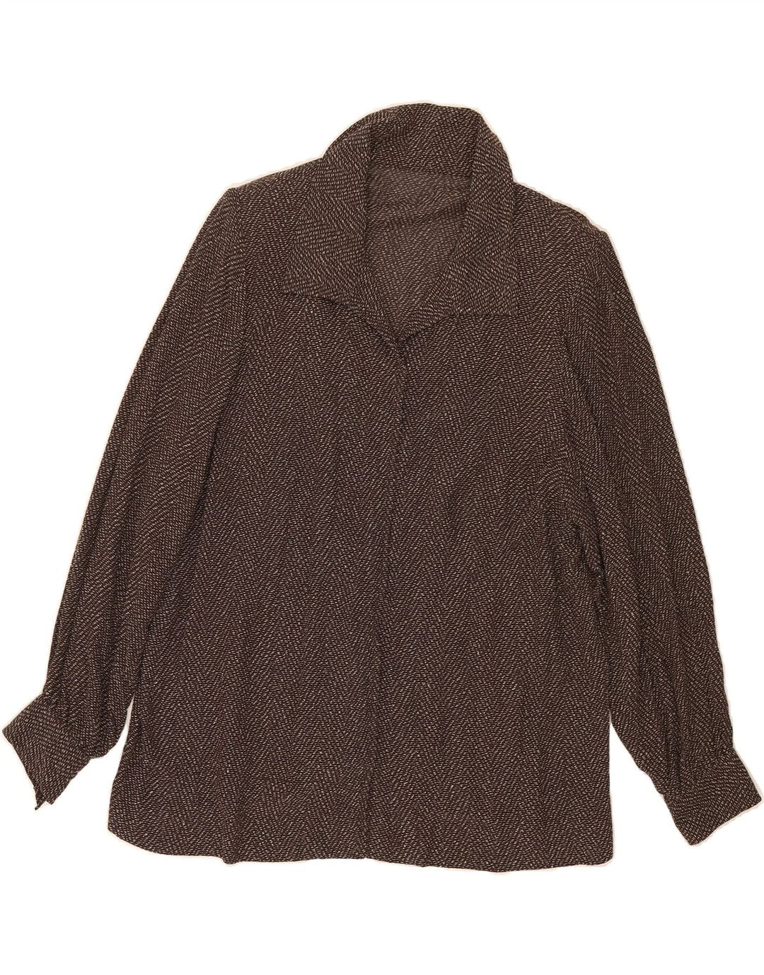 VINTAGE Womens Abstract Pattern Shirt Blouse UK 16 Large Brown Vintage Vintage and Second-Hand Vintage from Messina Hembry 