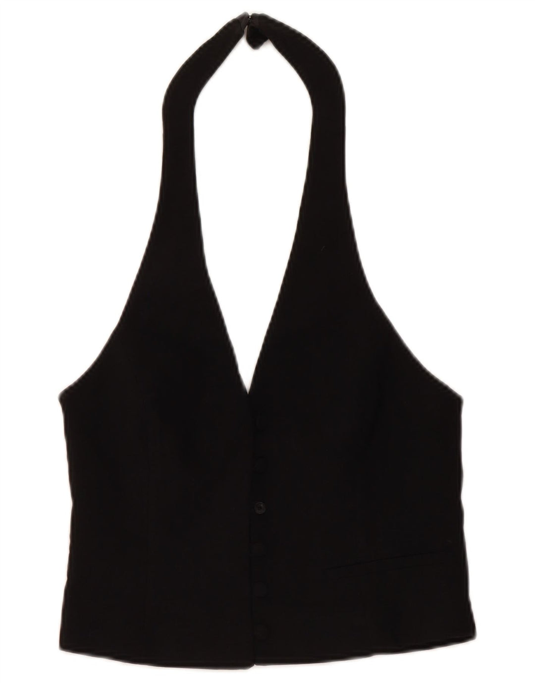 Zara Damen Crop Neckholder Top UK 12 Mittelschwarze Viskose