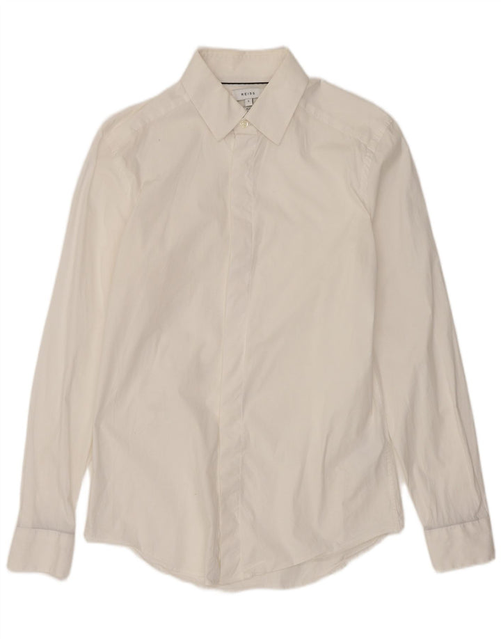 Reiss Herren-Slim-Fit-Hemd, Größe S, weiße Baumwolle