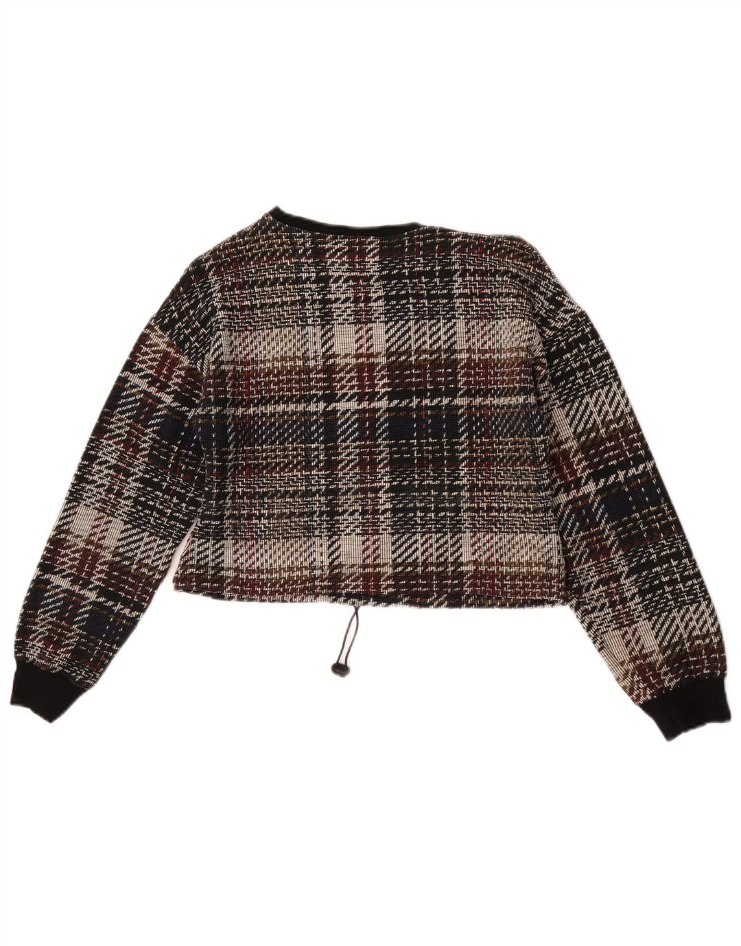 Zara Damen Trafaluc Langarm-Crop-Top UK 10 Small Mehrfarbig kariert