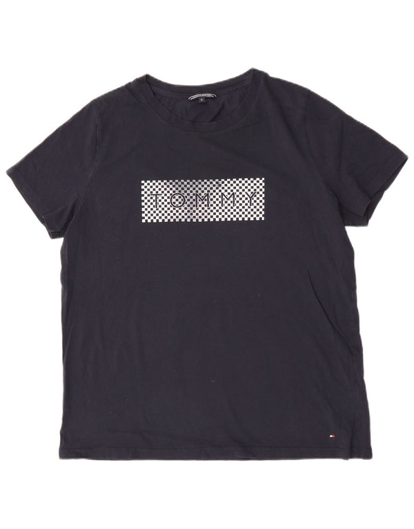 Tommy Hilfiger Damen Grafik-T-Shirt-Oberteil UK 18 XL Marineblau Baumwolle